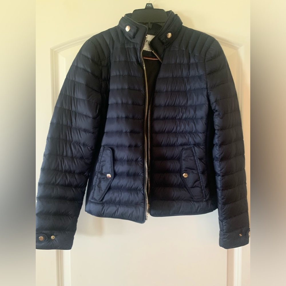 Zara Navy Puffer Jacket lightweight